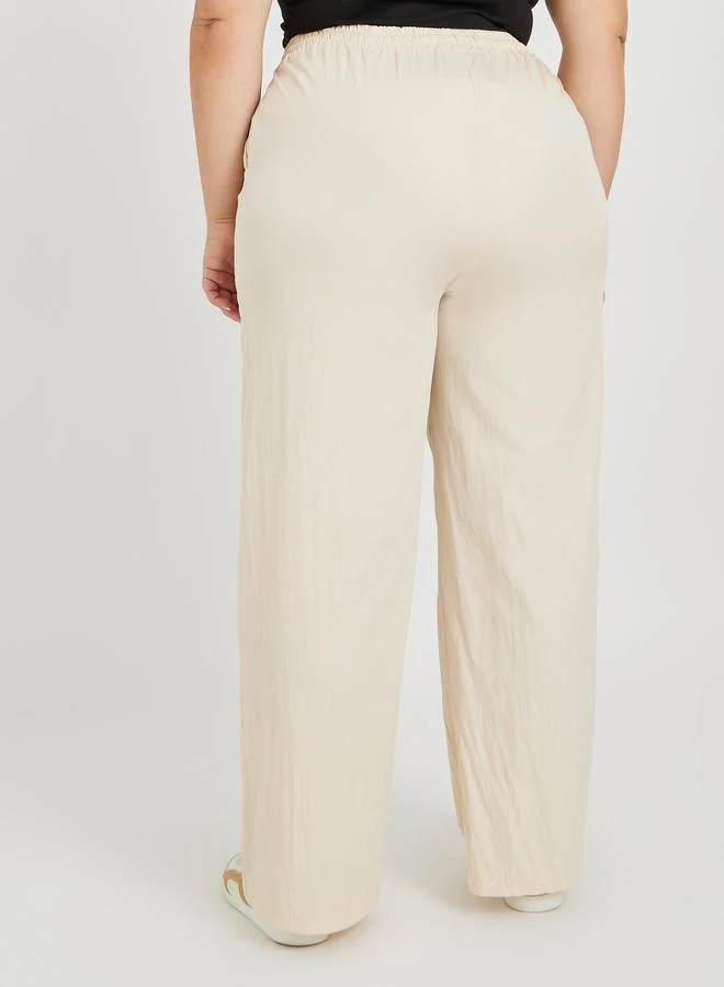 Styli Styli Plus Size Wide Leg Trousers with Drawstring