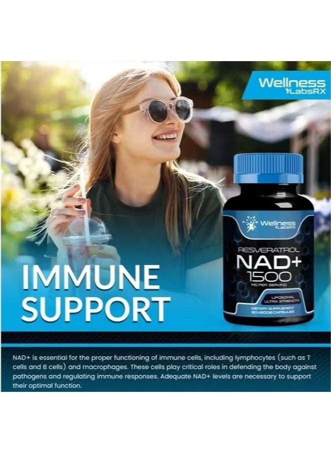 WELLNESS LABSRX Resveratrol NAD+ 1500mg – High Strength Antioxidant & Cellular Energy Support – Wellness Supplement for Active Lifestyle & Daily Vitality – 90 Vegan Capsules - Image 2
