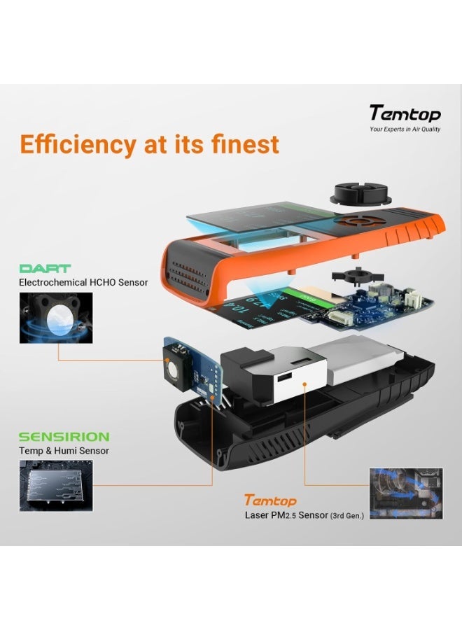 Temtop LKC-1000S+ 2nd Generation Professional Formaldehyde Monitor Detector with HCHO/PM2.5/PM10/TVOC Accurate Testing Air Quality Detector Data Export - Image 5