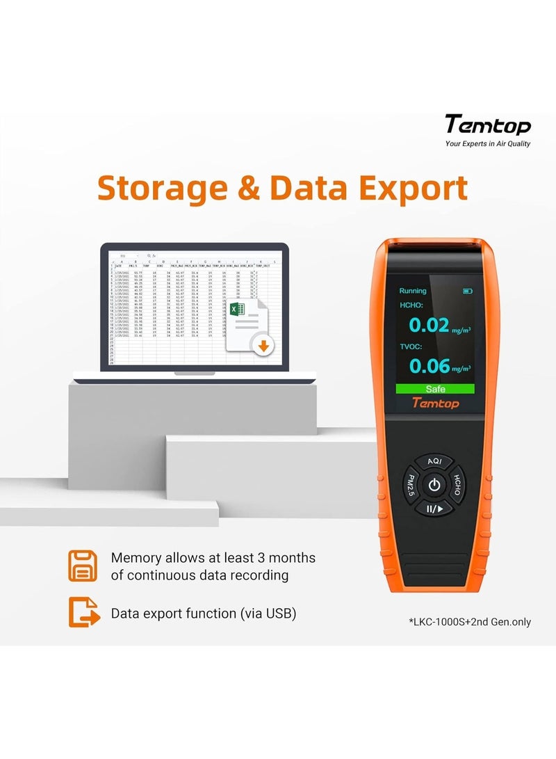 Temtop LKC-1000S+ 2nd Generation Professional Formaldehyde Monitor Detector with HCHO/PM2.5/PM10/TVOC Accurate Testing Air Quality Detector Data Export - Image 1