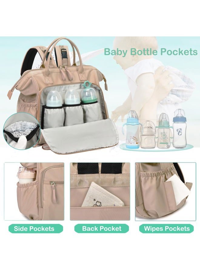 LORADI Large Diaper Bag Tote, 14 Pockets Stylish Baby Bag with Stroller Clips and 3 Insulated Pockets, Baby Shower Essentials(Mocha Mousse, Large) - Image 3