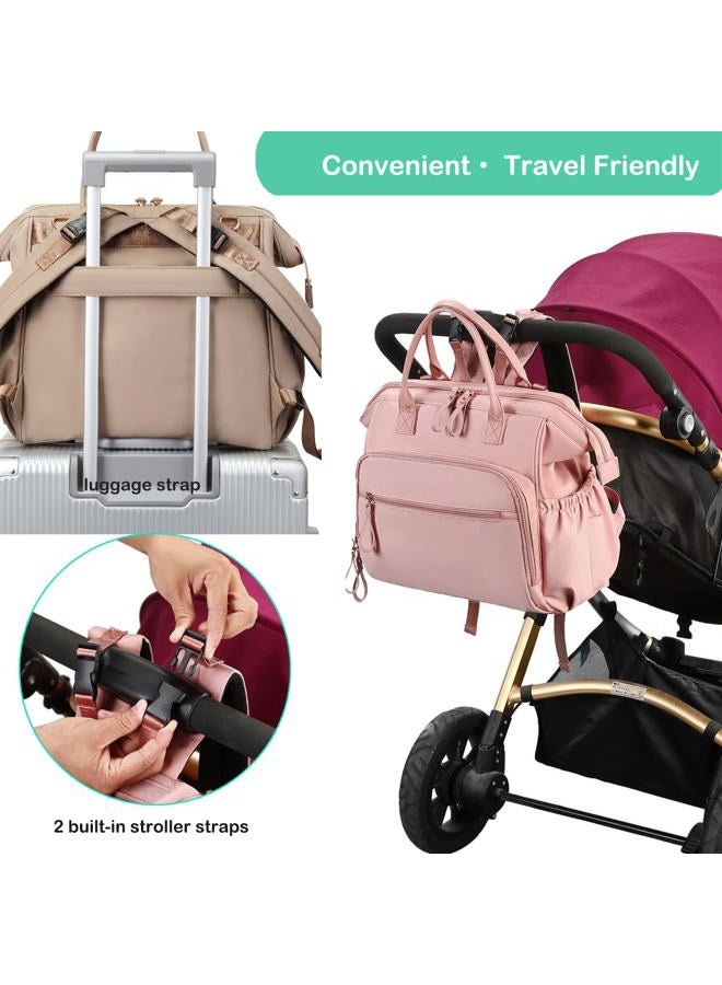 LORADI Large Diaper Bag Tote, 14 Pockets Stylish Baby Bag with Stroller Clips and 3 Insulated Pockets, Baby Shower Essentials(Mocha Mousse, Large) - Image 5