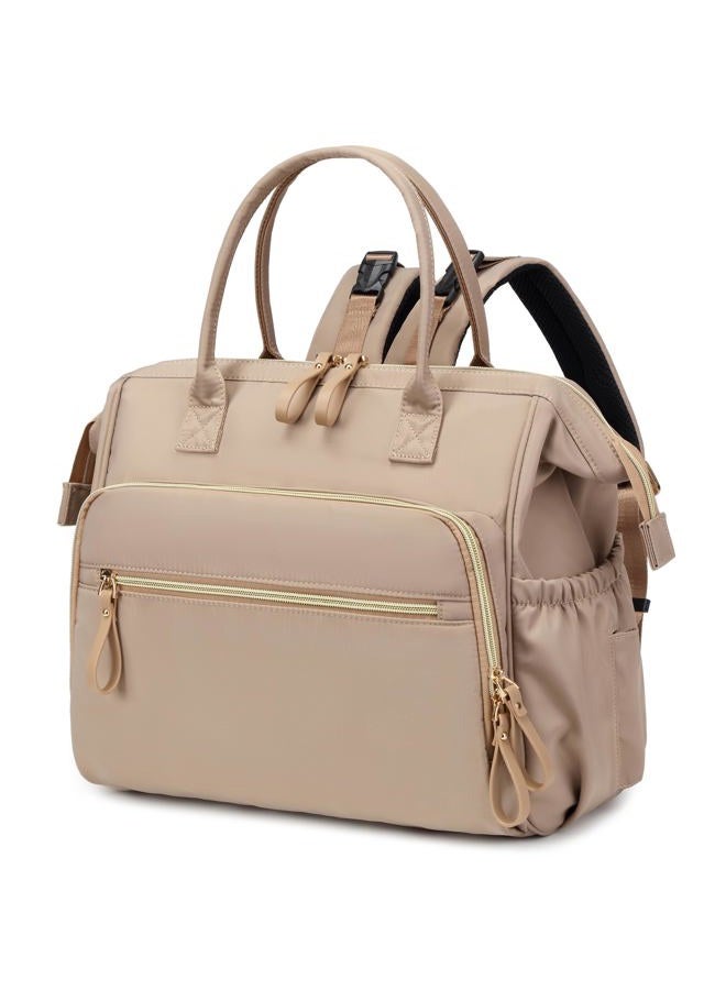 LORADI Large Diaper Bag Tote, 14 Pockets Stylish Baby Bag with Stroller Clips and 3 Insulated Pockets, Baby Shower Essentials(Mocha Mousse, Large) - Image 1