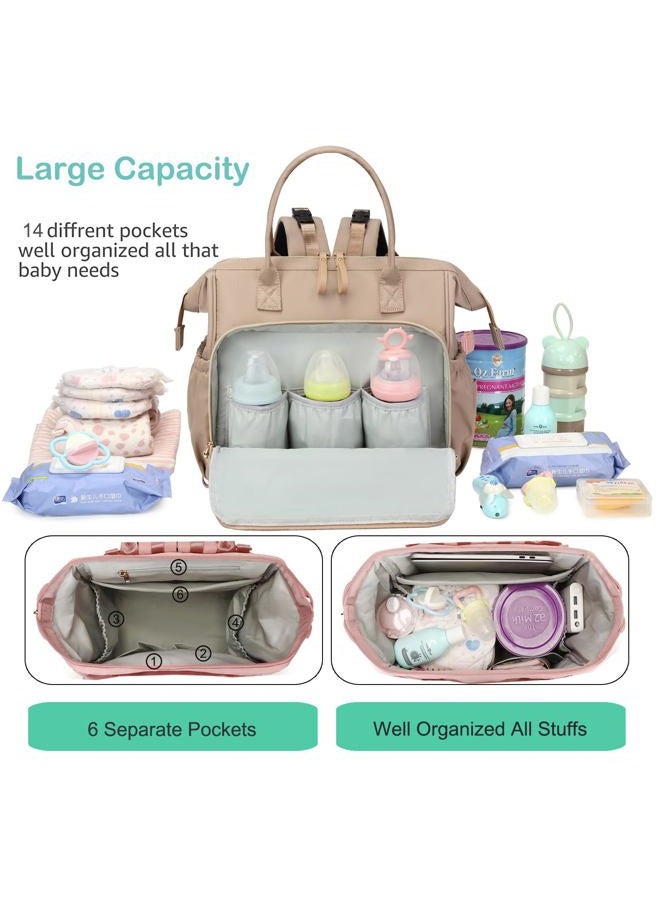 LORADI Large Diaper Bag Tote, 14 Pockets Stylish Baby Bag with Stroller Clips and 3 Insulated Pockets, Baby Shower Essentials(Mocha Mousse, Large) - Image 2