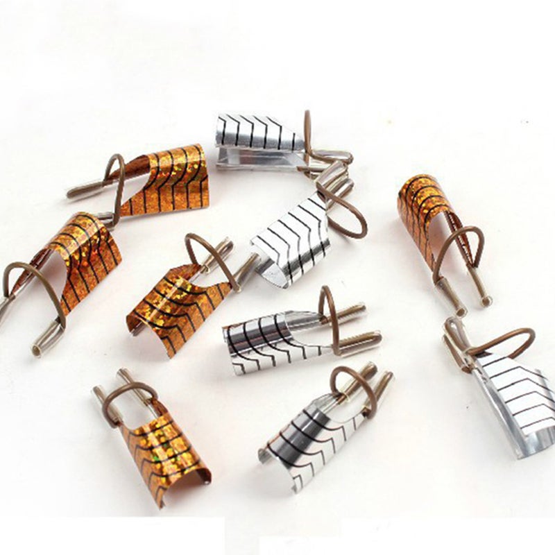 10 pcs of One Box Aluminum Nail Extension Finger Cover Reusable NAIL Art Forms Nail Tools for Manicure Home Salon (Golden) - Image 5