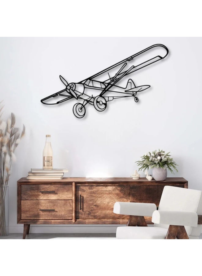 Metal Wall Decor with Airplane Motif - Piper Super Cup - Image 1