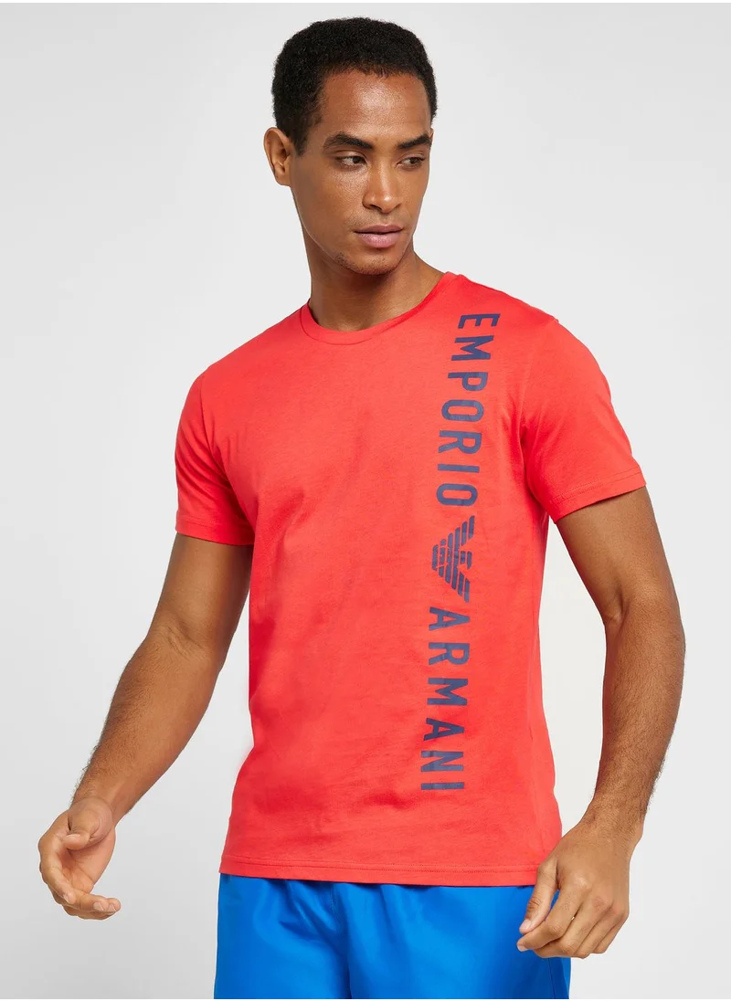 EMPORIO ARMANI Text Print Crew Neck T-Shirt