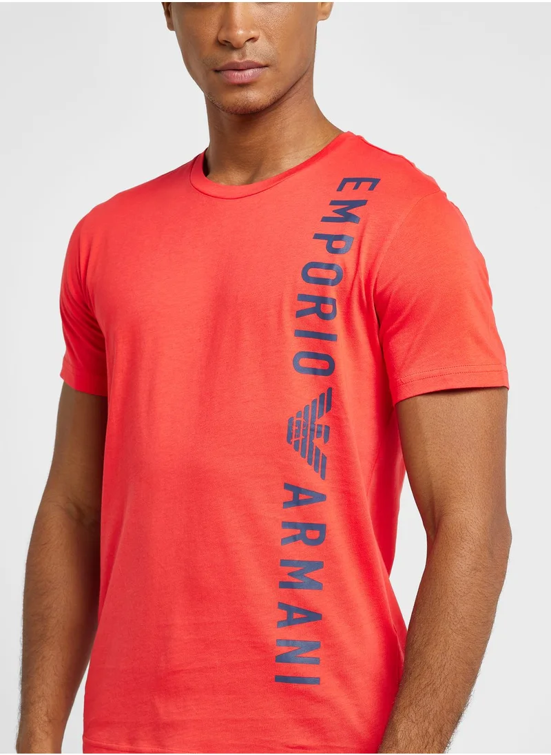 EMPORIO ARMANI Text Print Crew Neck T-Shirt