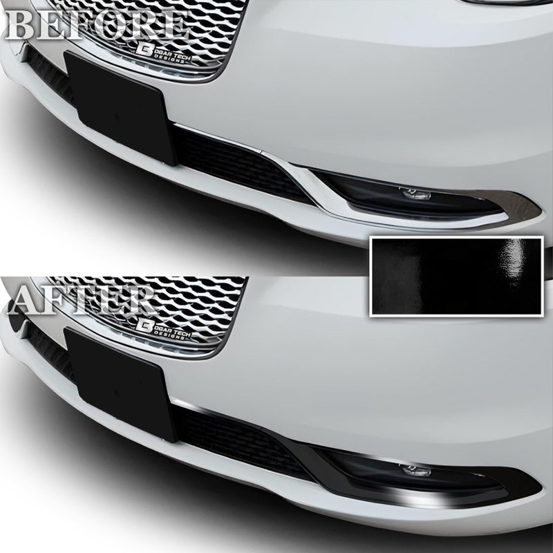BOGAR TECH DESIGNS Lower Front Bezels Chrome Delete Overlay Compatible with Chrysler 300 2015-2023, Gloss Black - Image 3