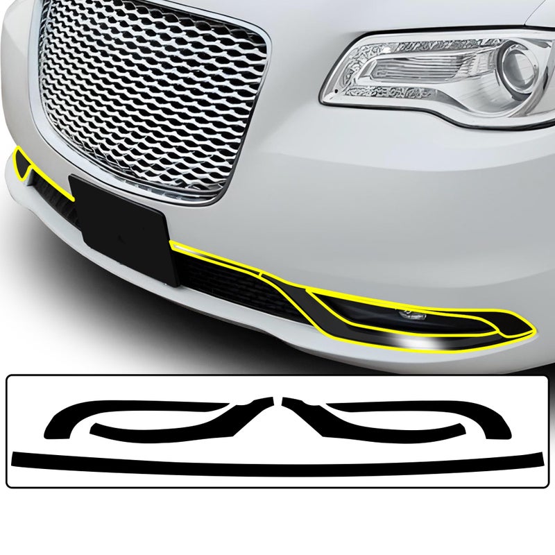 BOGAR TECH DESIGNS Lower Front Bezels Chrome Delete Overlay Compatible with Chrysler 300 2015-2023, Gloss Black - Image 1