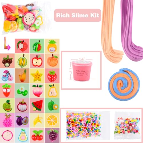WUJYLY Slime Kit with 54 PackValentines Mini Butter Slime NonSticky and Super Soft for Girls 1012 Fruit Slime Party Favors Kids Birthday Gift DIY Putty Toy Boys - Image 5