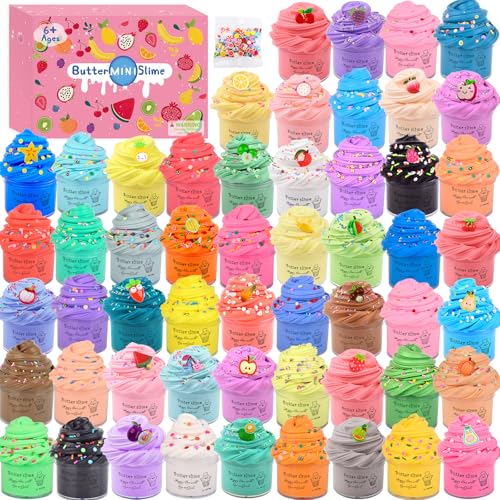 WUJYLY Slime Kit with 54 PackValentines Mini Butter Slime NonSticky and Super Soft for Girls 1012 Fruit Slime Party Favors Kids Birthday Gift DIY Putty Toy Boys - Image 1