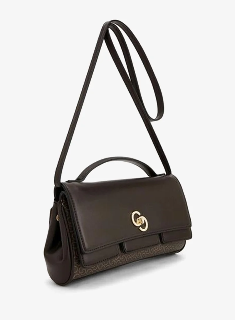 Celeste BROWN Monogram Print Satchel Bag With Strap Handle for Women | Best Price UAE