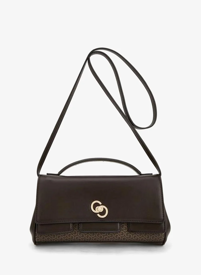 Monogram Print Satchel Bag With Strap Handle