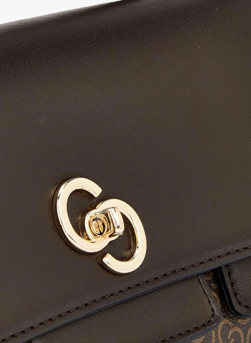 Celeste BROWN Monogram Print Satchel Bag With Strap Handle for Women | Best Price UAE