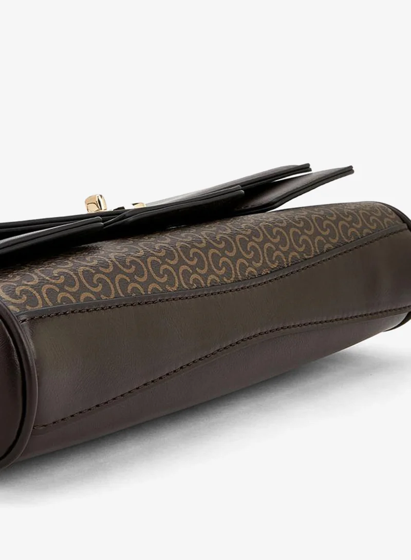Celeste BROWN Monogram Print Satchel Bag With Strap Handle for Women | Best Price UAE