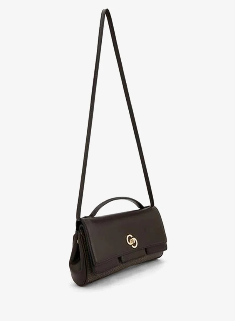 Celeste BROWN Monogram Print Satchel Bag With Strap Handle for Women | Best Price UAE