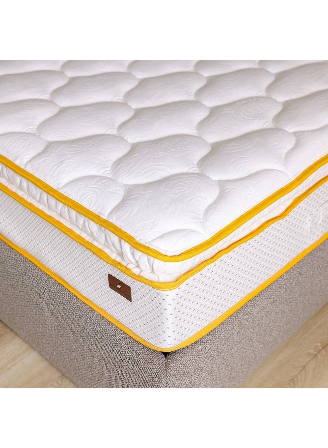 DANUBE HOME Latex Pillow Top Pocket Spring Mattress | Medium Firm Feel | King Bed Mattress | Spine Balance For Pressure Relief | 180x200 cm | Thickness 30cm-White - Image 1