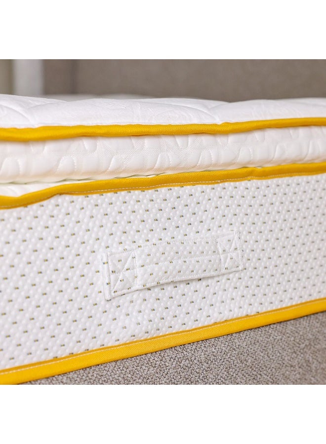 DANUBE HOME Latex Pillow Top Pocket Spring Mattress | Medium Firm Feel | King Bed Mattress | Spine Balance For Pressure Relief | 180x200 cm | Thickness 30cm-White - Image 2
