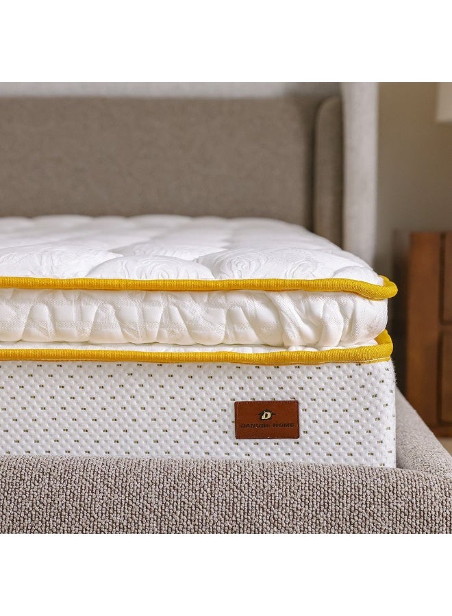 DANUBE HOME Latex Pillow Top Pocket Spring Mattress | Medium Firm Feel | King Bed Mattress | Spine Balance For Pressure Relief | 180x200 cm | Thickness 30cm-White - Image 3