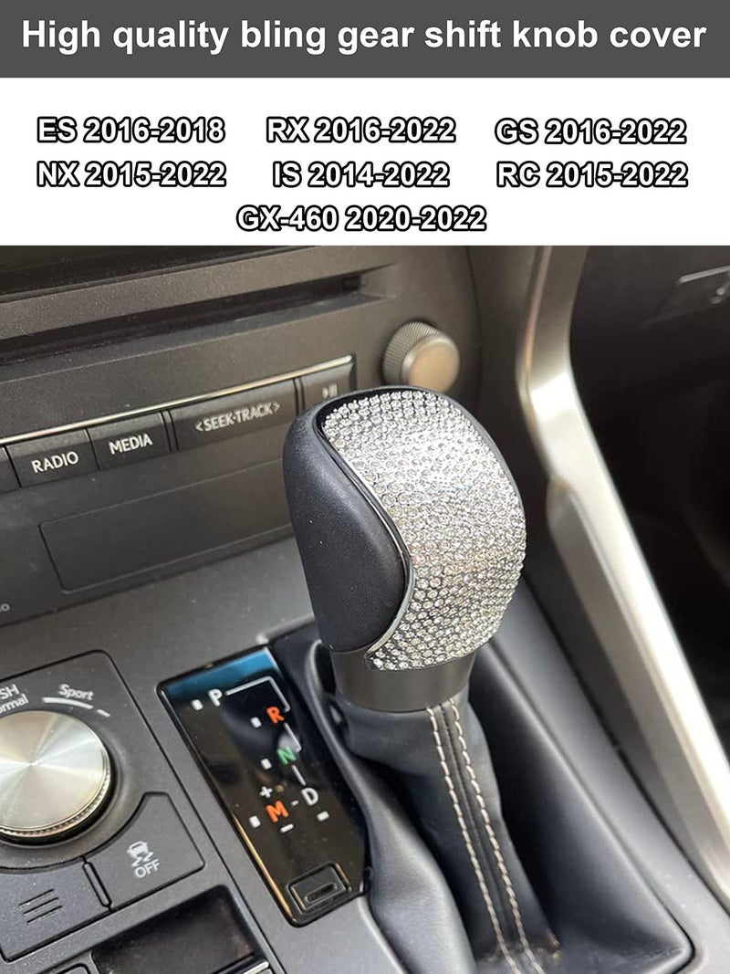 HHLOU Bling Crystal Shifter Gear Lever Accessories Compatible with Lexus 2016-2018 ES 2015-2022 NX 2016-2022 RX 2014-2022 is 2015-2022 RC 2016-2022 GS 2020-2022 GX-460 - Image 3