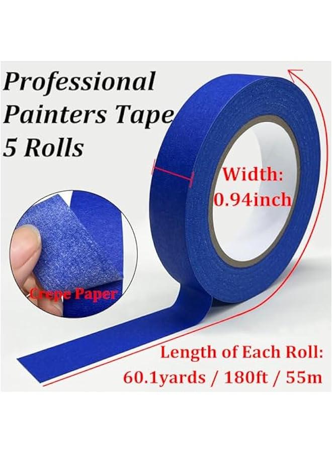 Arabest Blue Tape Painters Tape, 5 Rolls Premium General Purpose Masking Tape Painter's Tape (0.94-Inch x 60.1 Yards), Paint Tapes for Walls Painting, DIY Crafts, Arts, Decoration, Removes Easily, No Residue  - Image 3