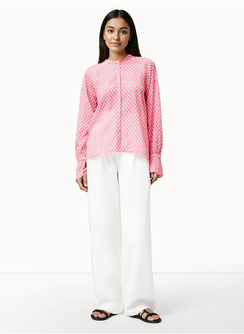 فرنش كونكشن Regular Polyester Mandarin Neck Shirt