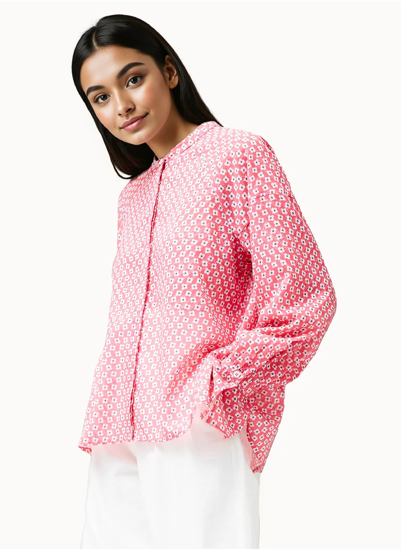 فرنش كونكشن Regular Polyester Mandarin Neck Shirt