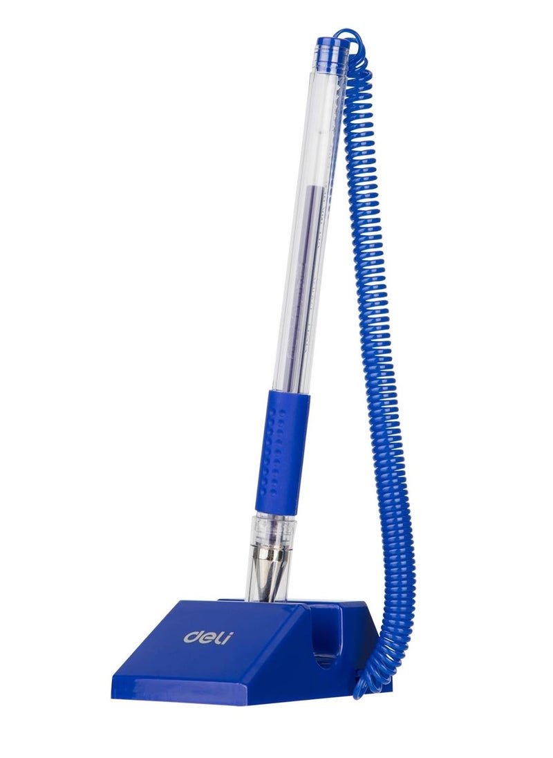 Deli Desk Counter Pen With Stand Blue Gel Ink  - Image 1