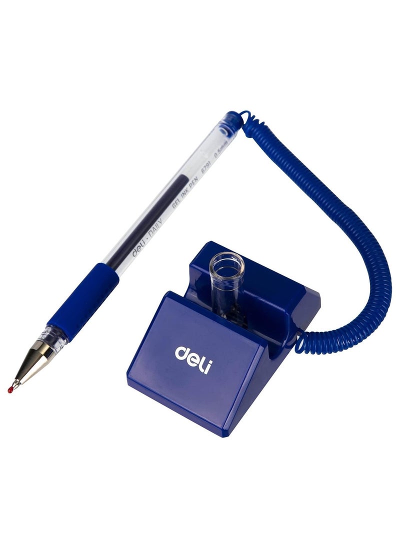 Deli Desk Counter Pen With Stand Blue Gel Ink  - Image 2