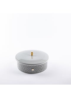 Otantik OTANTIK Asalah Medium Date Bowl , Grey and Gold Ceramic , Elegant Serving Bowl for Dates, Snacks, Ramadan, and Special Occasions , Stylish Home Décor  - Image 1