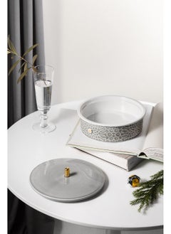 Otantik OTANTIK Asalah Medium Date Bowl , Grey and Gold Ceramic , Elegant Serving Bowl for Dates, Snacks, Ramadan, and Special Occasions , Stylish Home Décor  - Image 4