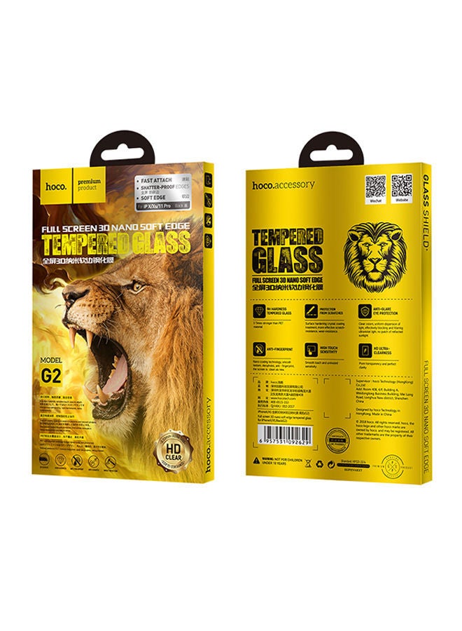 NIBEMINENT Tempered Glass Screen Protector For Apple iPhone X/Xs/11 Pro Clear/Black - Image 4