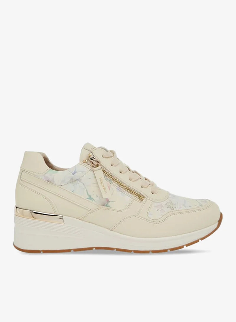 Women's Monogram Print Sneakers with Lace-Up Closure