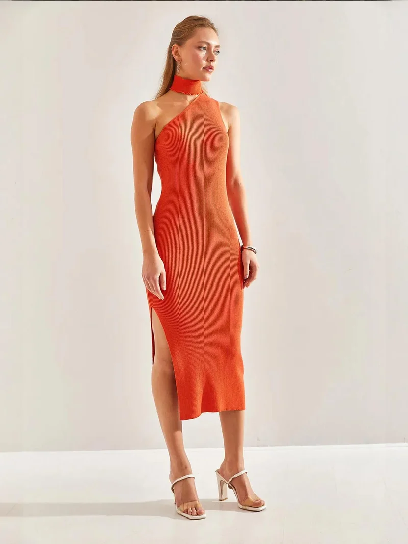 Bianco Lucci LUCCI Cut Out Detail Midi Knit Dress