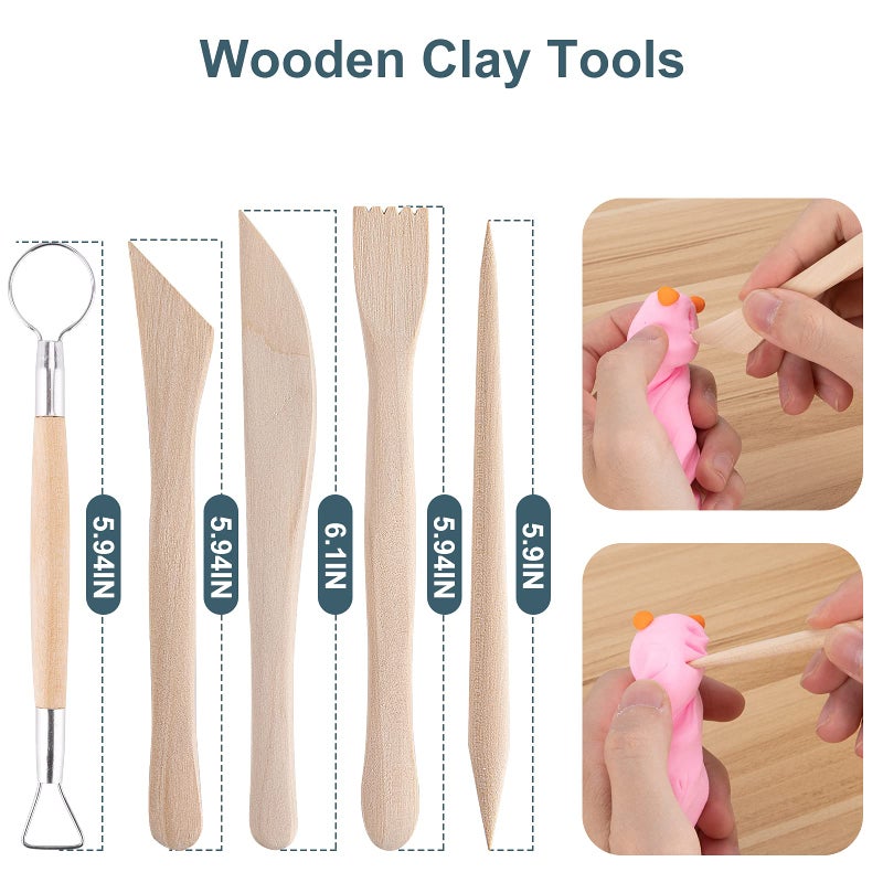 Luney Clay Tools Kit, 25 PCS Ceramics Polymer Clay Sculpting Modeling Pottery Tools Kit, Air Dry Clay for Adults, Pottery Craft, Dotting, Baking, Carving, Drawing, Molding, Modeling, Shaping - Image 4