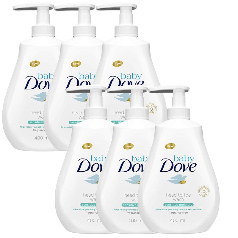 Dove Baby Head to Toe Body Wash Sensitive Moisture - 6 Packs x 13.52 FL.Oz / 400 ml - Image 1