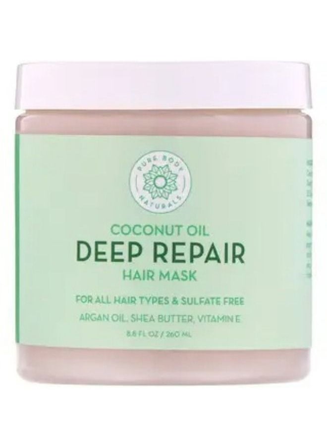 PURE BODY NATURALS - Pure Body Naturals Coconut Oil Deep Repair Hair Mask 8.8 fl oz 260 ml - Image 1