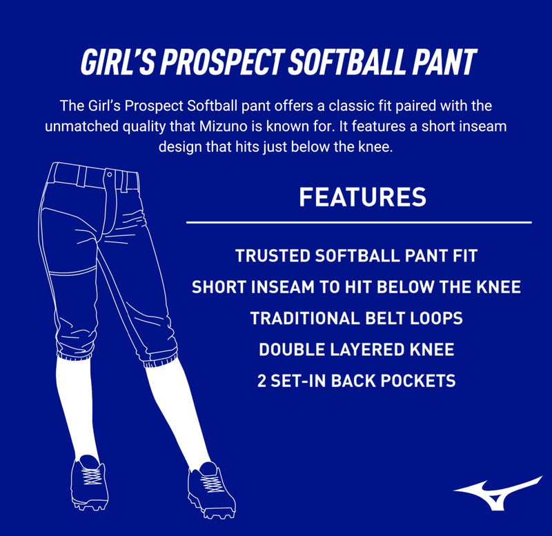 Mizuno Youth Girl's Prospect Softball Pant, Black, Small - Image 2