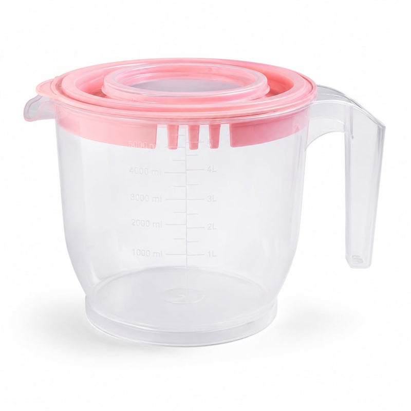 PP5 Plastic Mixing Bowl Jug with Handle and Lid, 2.2L Kitchen Measuring Container for Baking, Cooking, Mixing and Meal Prep - Image 2