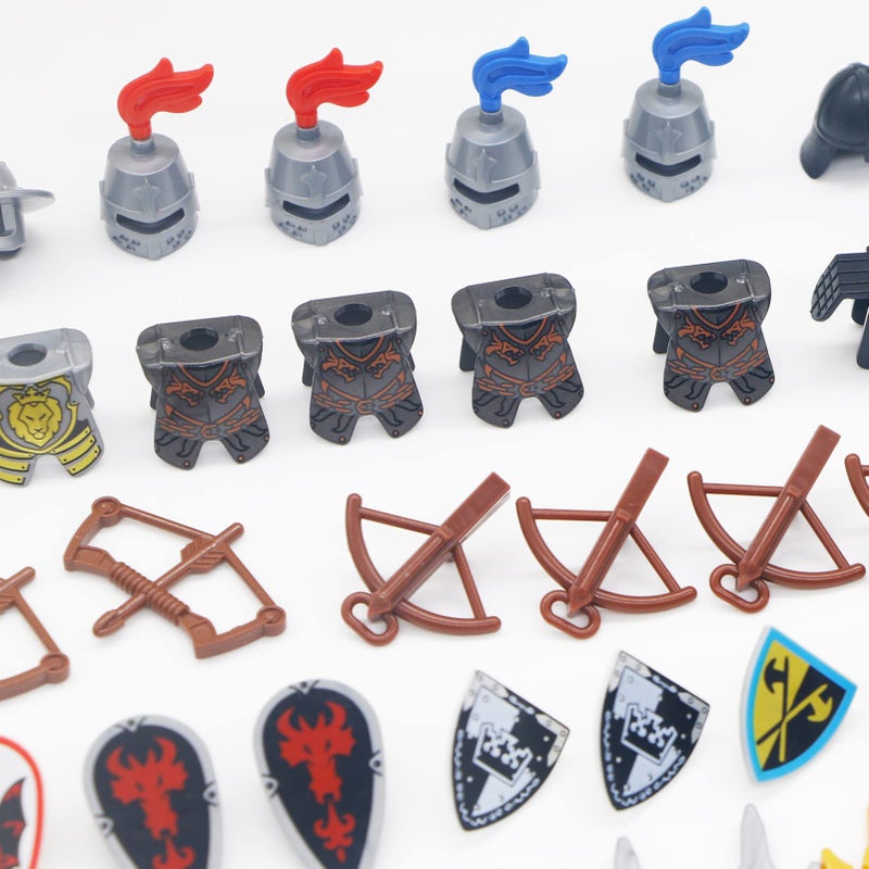 BroTex Knights People Accessories Building Block - Medieval Weapon Armor Swords Helmet Horse, Castle Knight Shield Spear, MOC Bricks Parts Toys Sets for Boys - Image 4
