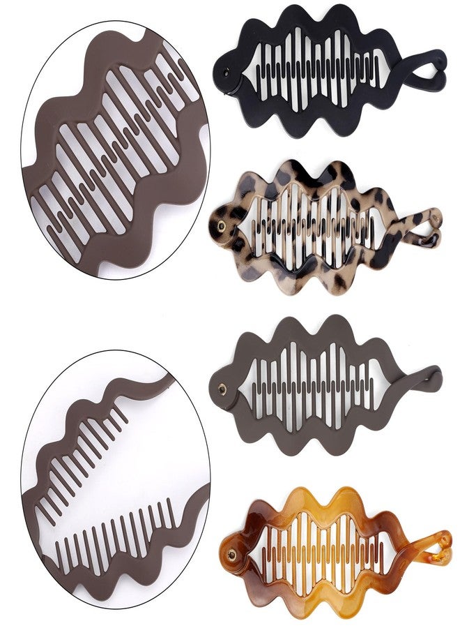 Penitue 4pcs Banana Hair Clips for Women, 4 Colors Banana Claw Clips Barrettes with Gentle Hold for Thick & Thin Hair Daily Use & Party Hairstyle Accessories - Image 4