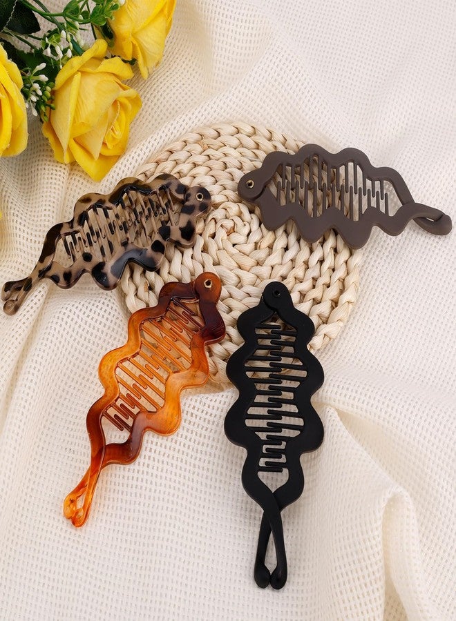 Penitue 4pcs Banana Hair Clips for Women, 4 Colors Banana Claw Clips Barrettes with Gentle Hold for Thick & Thin Hair Daily Use & Party Hairstyle Accessories - Image 3