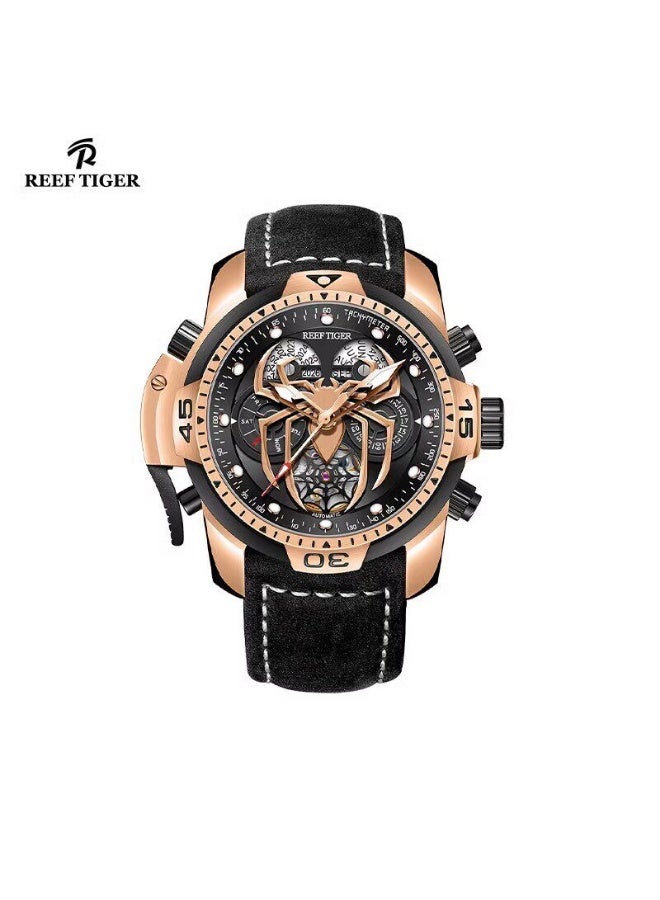 REEF TIGER high-end brand watch, fully automatic mechanical men's watch, fashionable waterproof night light large dial watch - Image 1