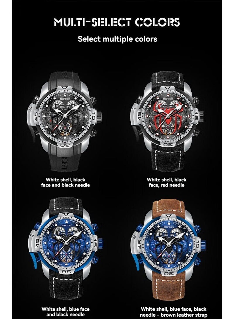 REEF TIGER high-end brand watch, fully automatic mechanical men's watch, fashionable waterproof night light large dial watch - Image 5