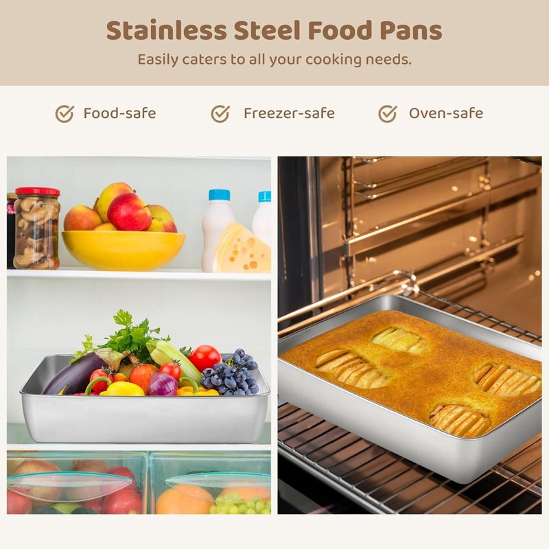 Bread Loaf Non-Stick Baking Trays, 2 Pcs Steel Stainless Cake Pans With Lids, Rectangle Baking Bakeware For Vegetables, Breads, Meats - Image 2