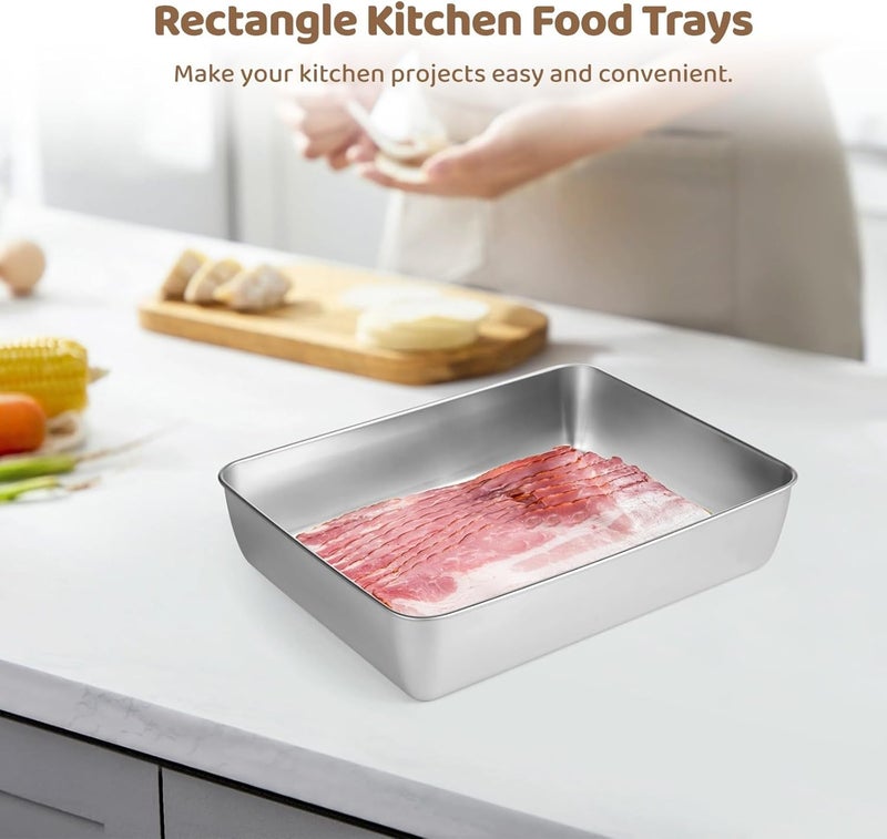 Bread Loaf Non-Stick Baking Trays, 2 Pcs Steel Stainless Cake Pans With Lids, Rectangle Baking Bakeware For Vegetables, Breads, Meats - Image 5