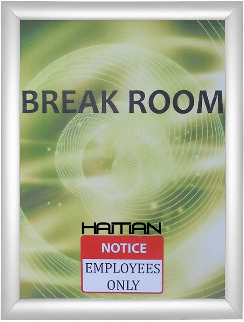 HAITIAN Silver color Snap Picture Poster Frame Wall Mounting, 8.5 x 11 Inch Size Front Loading,1" aluminium profile,1.8mm thickness of Hard plastic back panel. suitable for gifting - Image 1