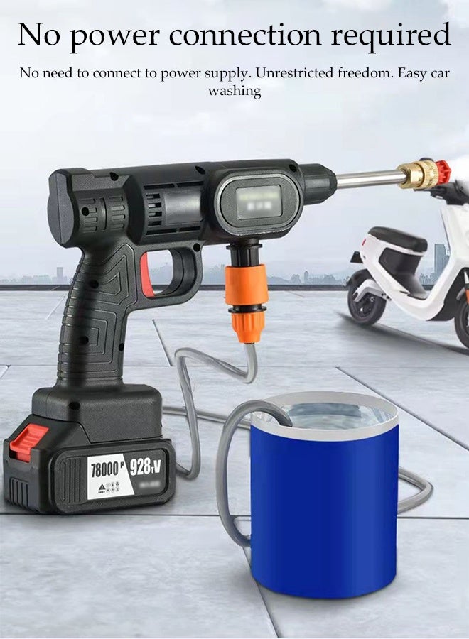 DUNISO High Pressure Washer, Powerful Car Floor Washing Pump, Portable Cordless Electric High Pressure Washer with 5-meter Hose and Mechanical Storage Box, for Cleaning Bikes, Motorcycles, Cars, Floors, Driveways and Gardens - Image 3