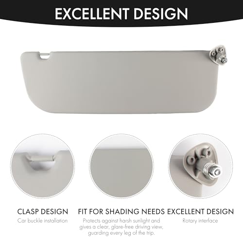 PEVAST Replacement Sun Visor Fit for Ford E150/E250/E350 2009-2014, Sun Visor Replacement, OEM: 9C2Z1504105AA-gray-left and Right (Left+Right) - Image 5